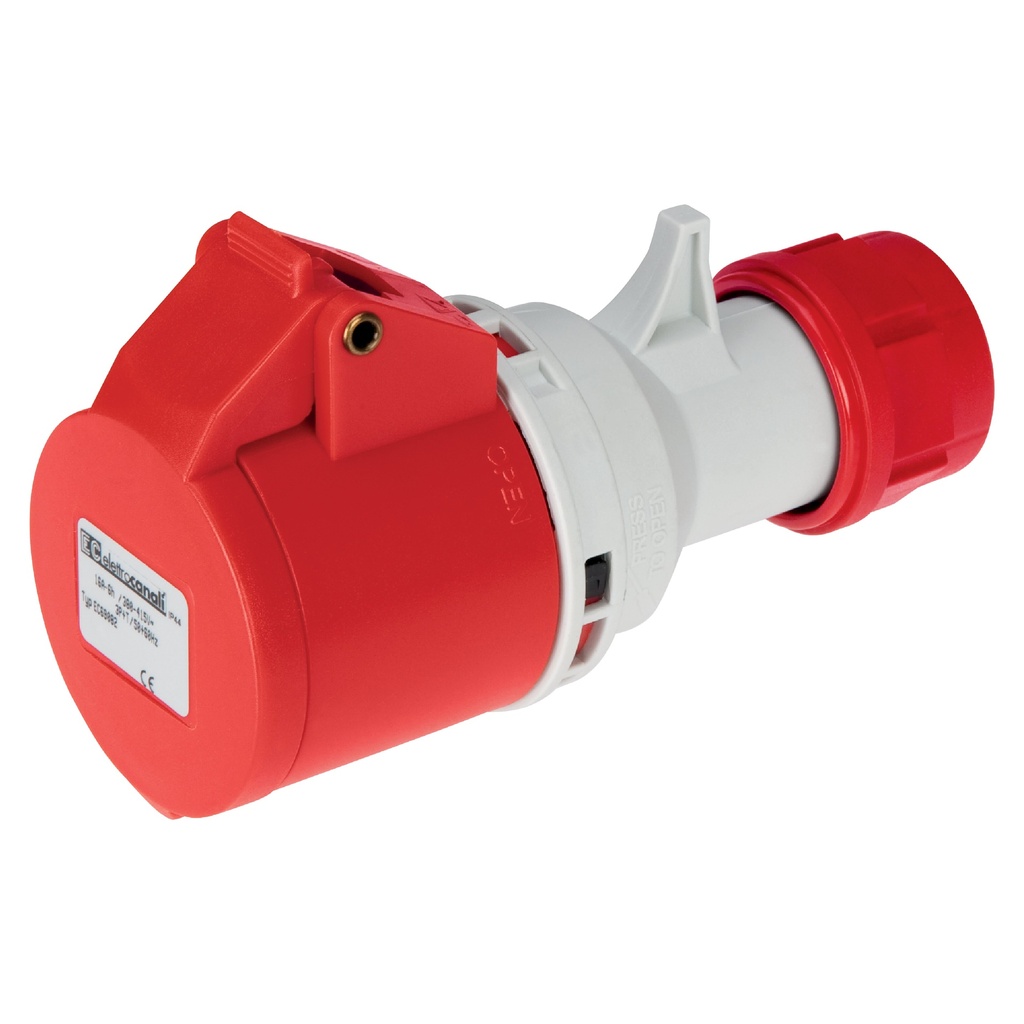 [EC-69082] ELETTROCANALI CEE fiche double 415 V 3P+T 16 A IP44 ROUGE