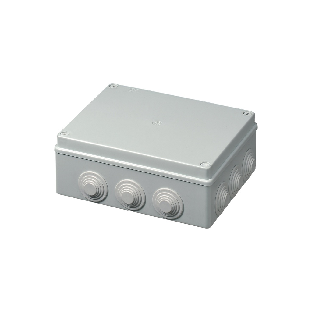 [EC-400C7] ELETTROCANALI Surface-Mounted Junction Box 240x190x90mm, 12 Inputs, IP55, Gray