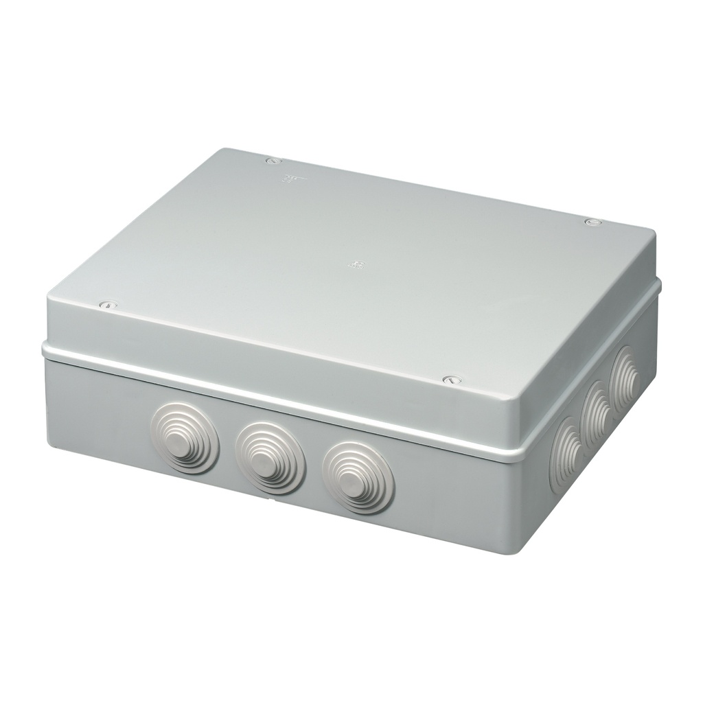 [EC-400C9] ELETTROCANALI surface-mounted junction box, 380x300x120mm, 12 inputs, IP55, GRAY
