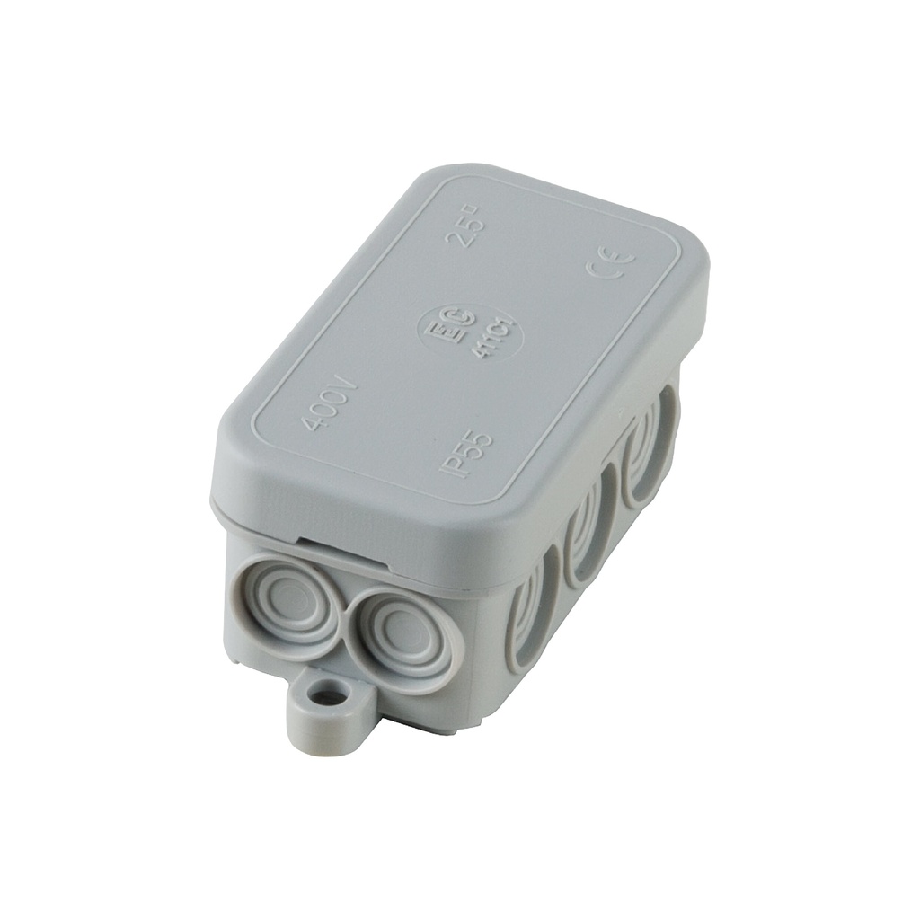 [EC-411C1] ELETTROCANALI surface-mount junction box, 71x33x30 mm, 6+4 inputs, IP55, GRAY