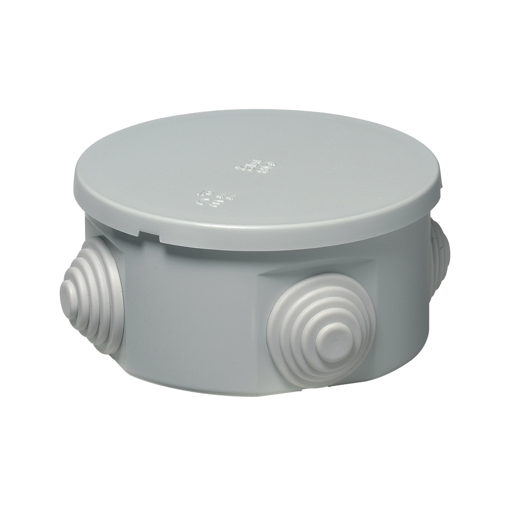 [EC-400C2] ELETTROCANALI Aufputz-Verteilerkasten Ø 80 x 40 mm, 4 Eingänge, IP44, GRAU