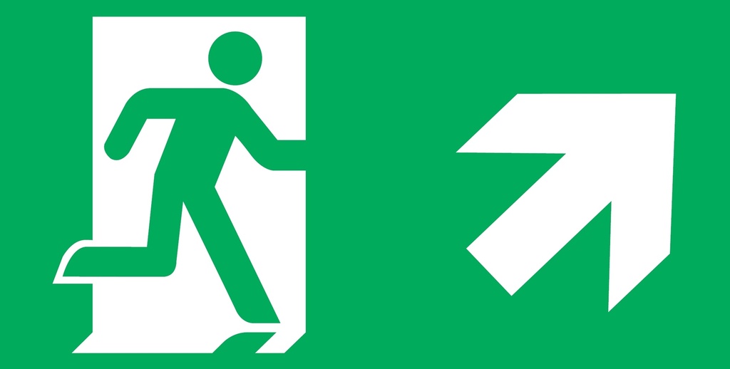 Pictogram rechts omhoog noodverlichting KB(KBM), KS, AM, AS