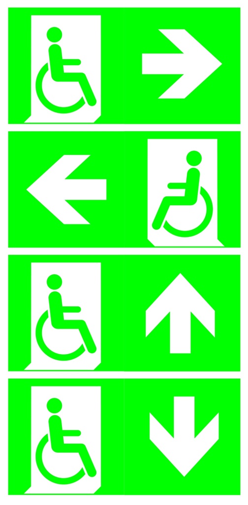 [NLKSPIKTO2] KB, KBM, KS, AM, AS Set pictogrammen noodverlichting