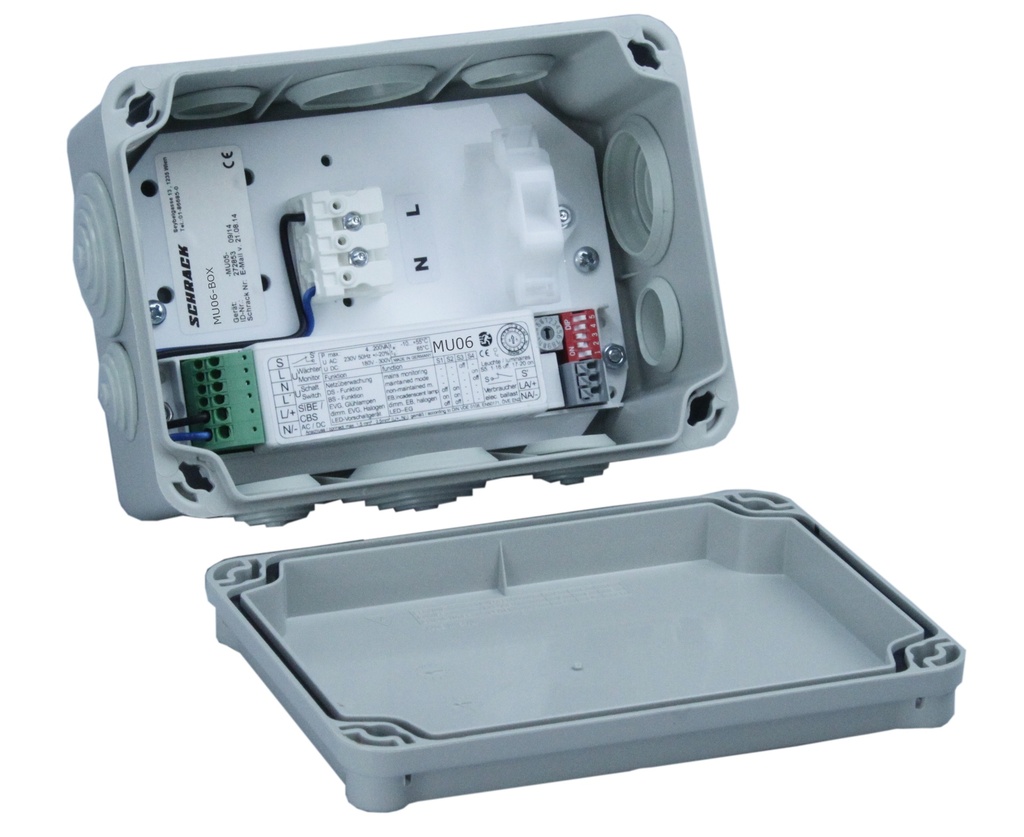 [NLMU06BOX-] Box IP65 with mounting plate + MU06 f. luminaires  4-200VA