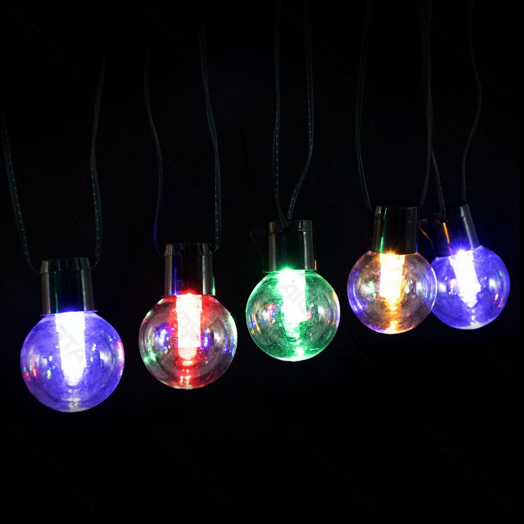 [B103031QX] Rampe lumineuse avec ampoules tubulaires rondes G50 à basse tension RGBY, 5 m, IP44, pour l'intérieur et l'extérieur ;