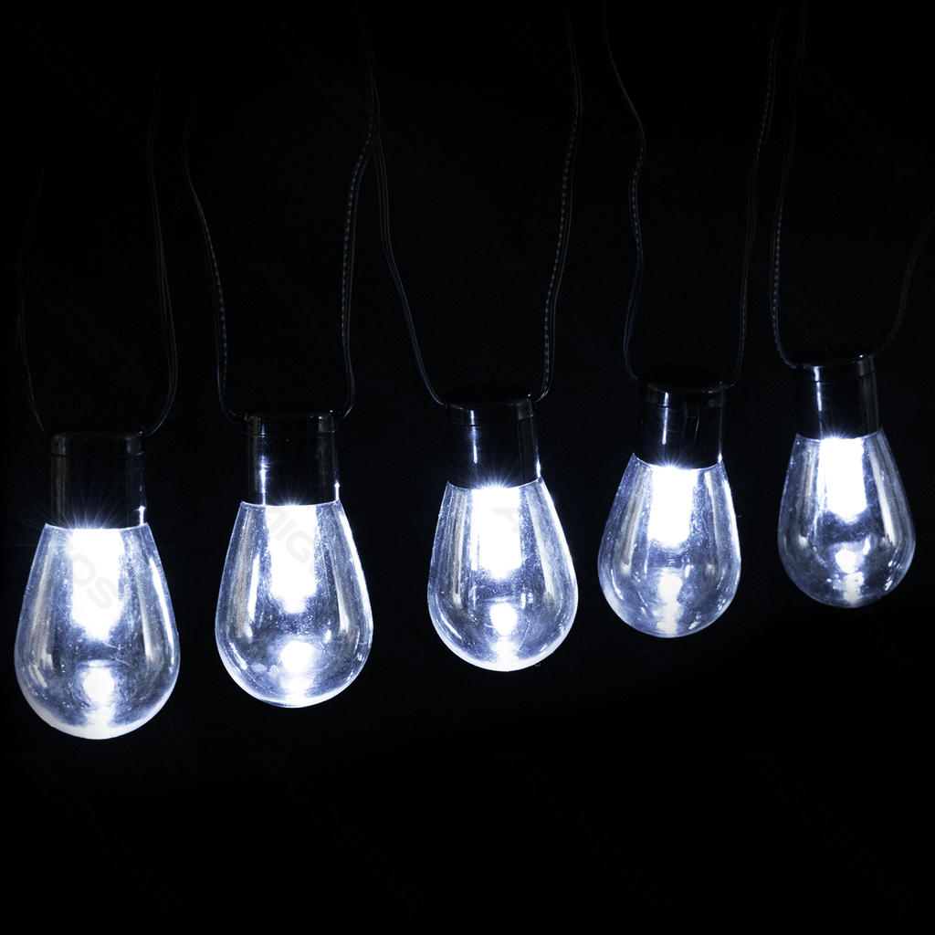 [B10201Q8N] Lichtstrook met S-bubbelkokerlampen op zonne-energie Koud wit 10m