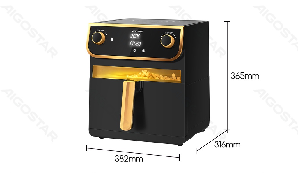 [300010AU5] Aigostar 1700W 8L Elektronische heteluchtfriteuse met dubbele knop en kijkvenster