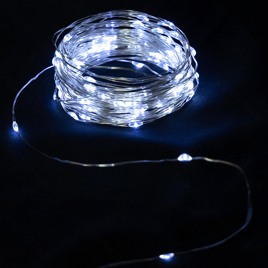 [B10303K16] Lichterkette mit Knopfzellen – Kupferdraht – Kaltweiß – 4 m – IP20 für den Innenbereich