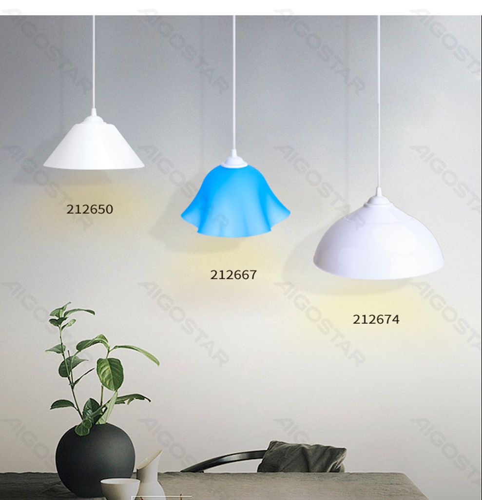 Aigostar Kunststof Hanglamp (Zonder Lichtbron) Wit E27