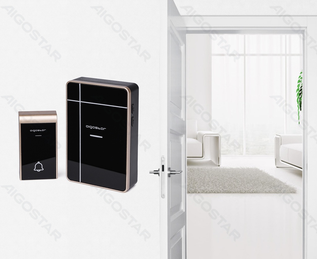 [B20105VKY] DC Wireless Digital Doorbell (1-2) Black and Gold