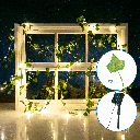 Künstliche Solar-Pflanze „Linear Greenery“ – Efeu – Dunkelgrüne Blätter – Warmes Licht – 2 m + 10 m – 100 LEDs