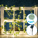 Plante artificielle solaire « Linear Greenery » Feuilles d'eucalyptus Feuilles vert foncé Lumière chaude 2 m + 10 m 100 LED