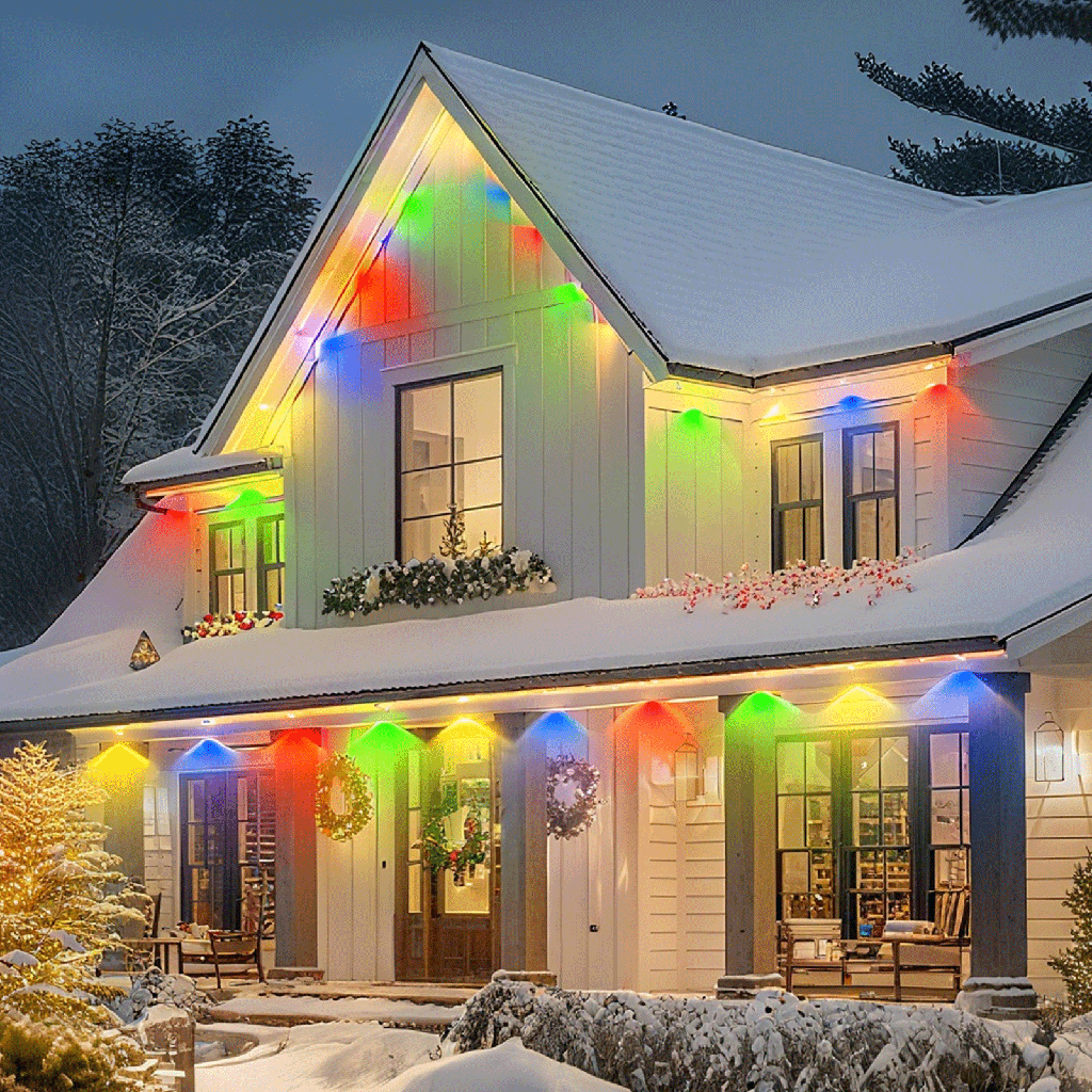 [B10201ACXU] Aigostar String Lights Solar Eaves Light RGBY 5M+15M 50LED 30CM spacing