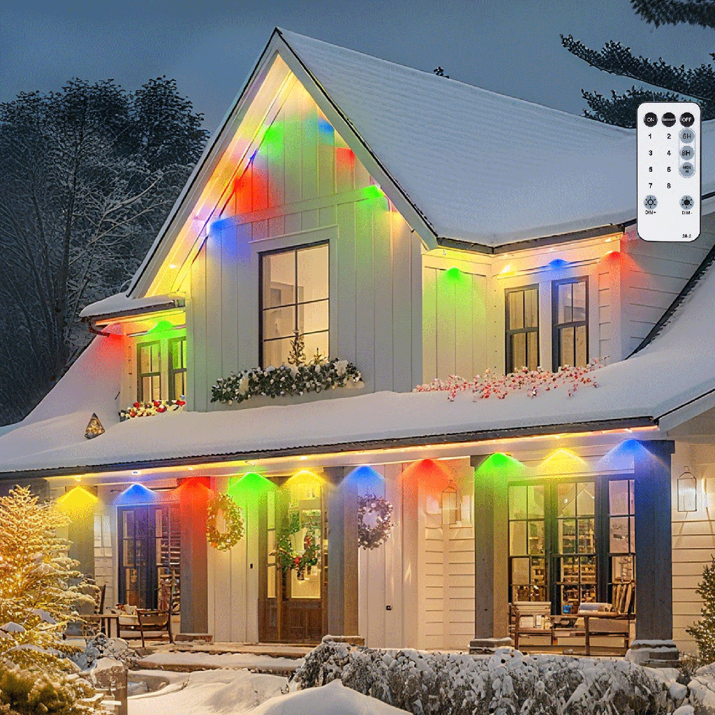 [B10303ACXS] Lichterkette, Niederspannung, Dachrandbeleuchtung, RGBY, 5 m + 15 m, 50 LEDs, 30 cm Abstand