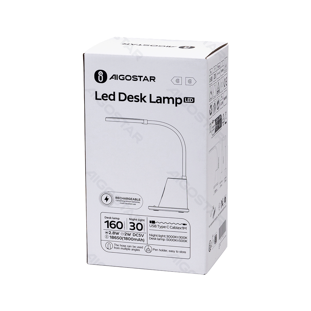 [B10311O8T] Lampe de bureau multifonctionnelle CCT rechargeable