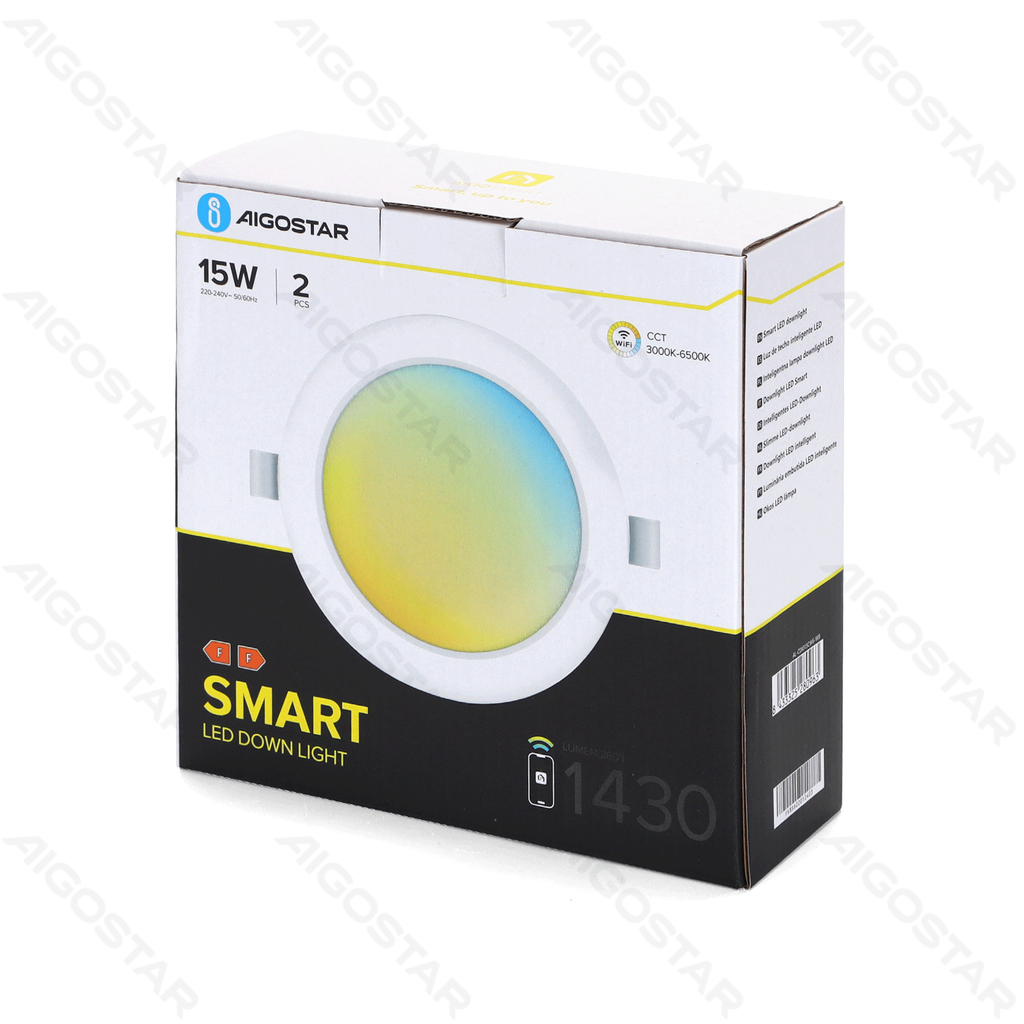 [S10204FV8] Aigostar Smart LED back-lit inbouwspot (2stk)