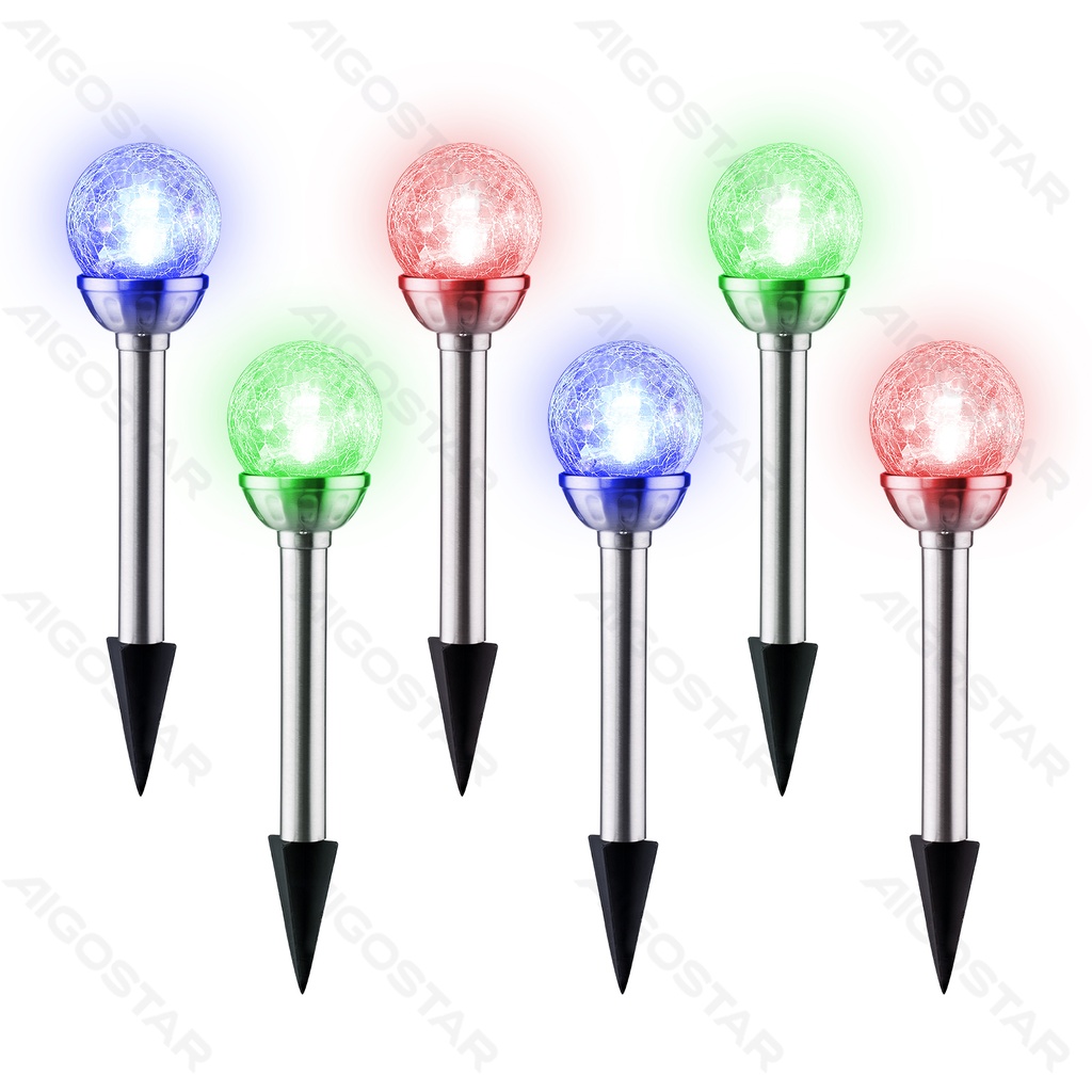 [B10201IBN] LED Solar Lawn Lights (6-Pack) 6500K