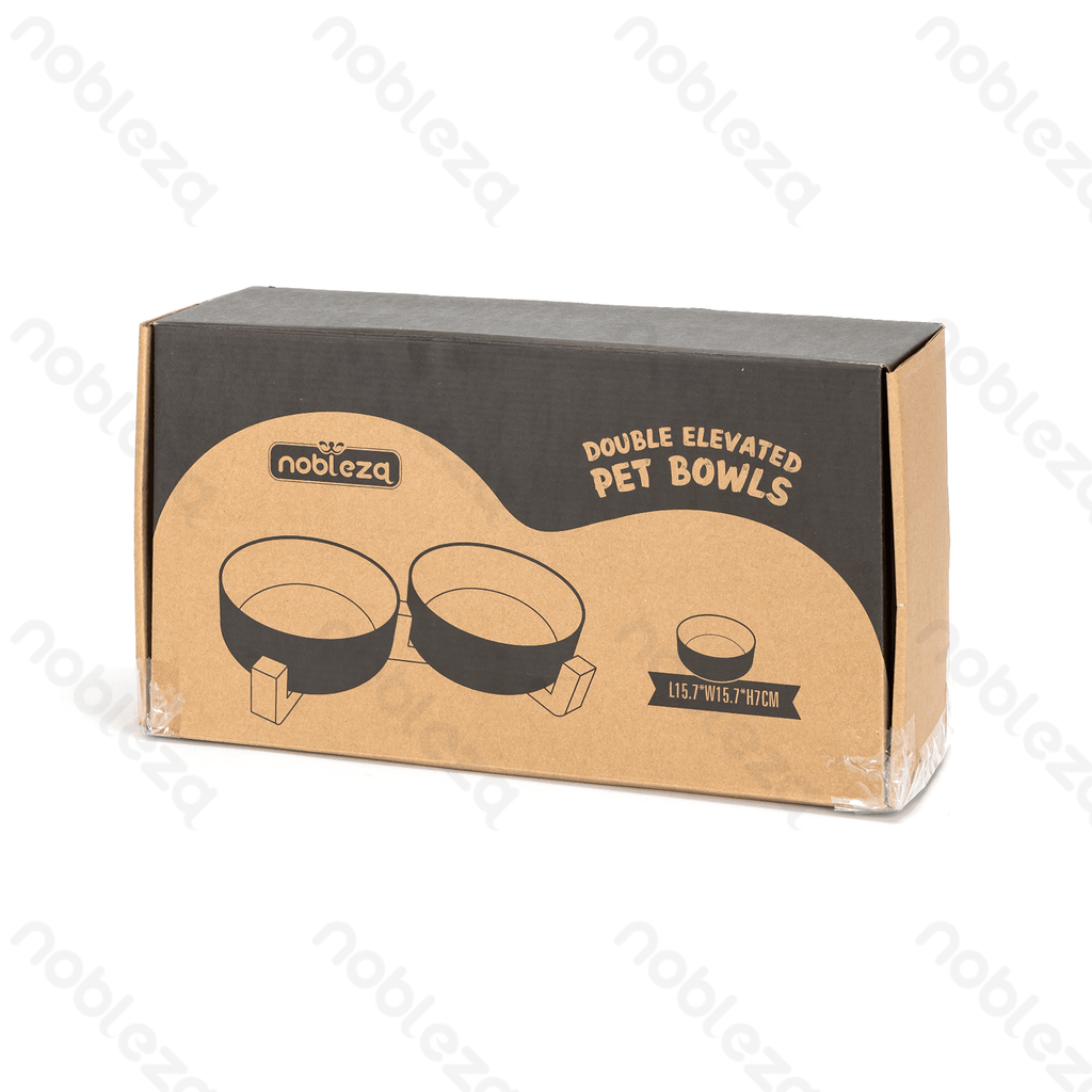 Nobleza L L15.7*W15.7*H7cm Black 15.7cm pet bowl, 15.7cm straight bowl, and bamboo stand