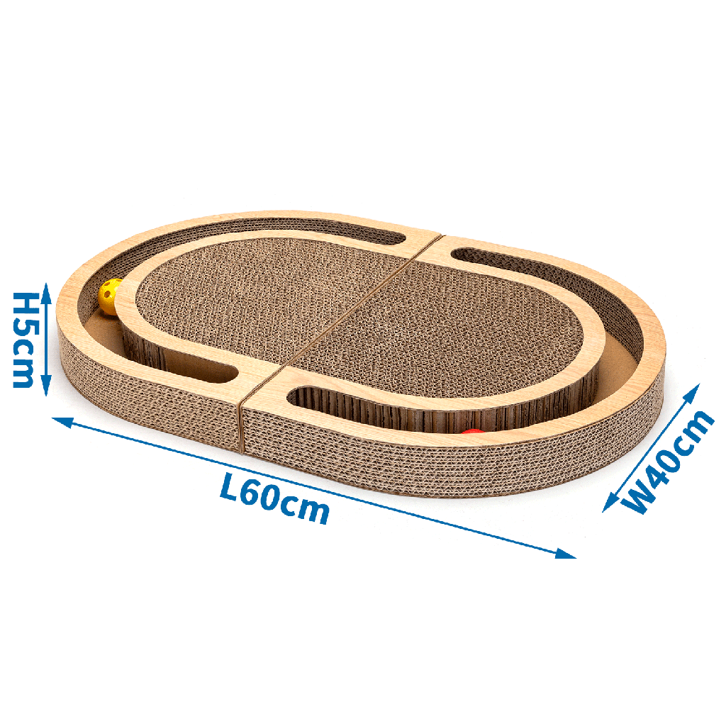 [B403074FO] Nobleza Faltbares Kratzbrett für Katzen, mit Katzenminze, L 60 × B 40 × H 5 cm, Holzmaserung
