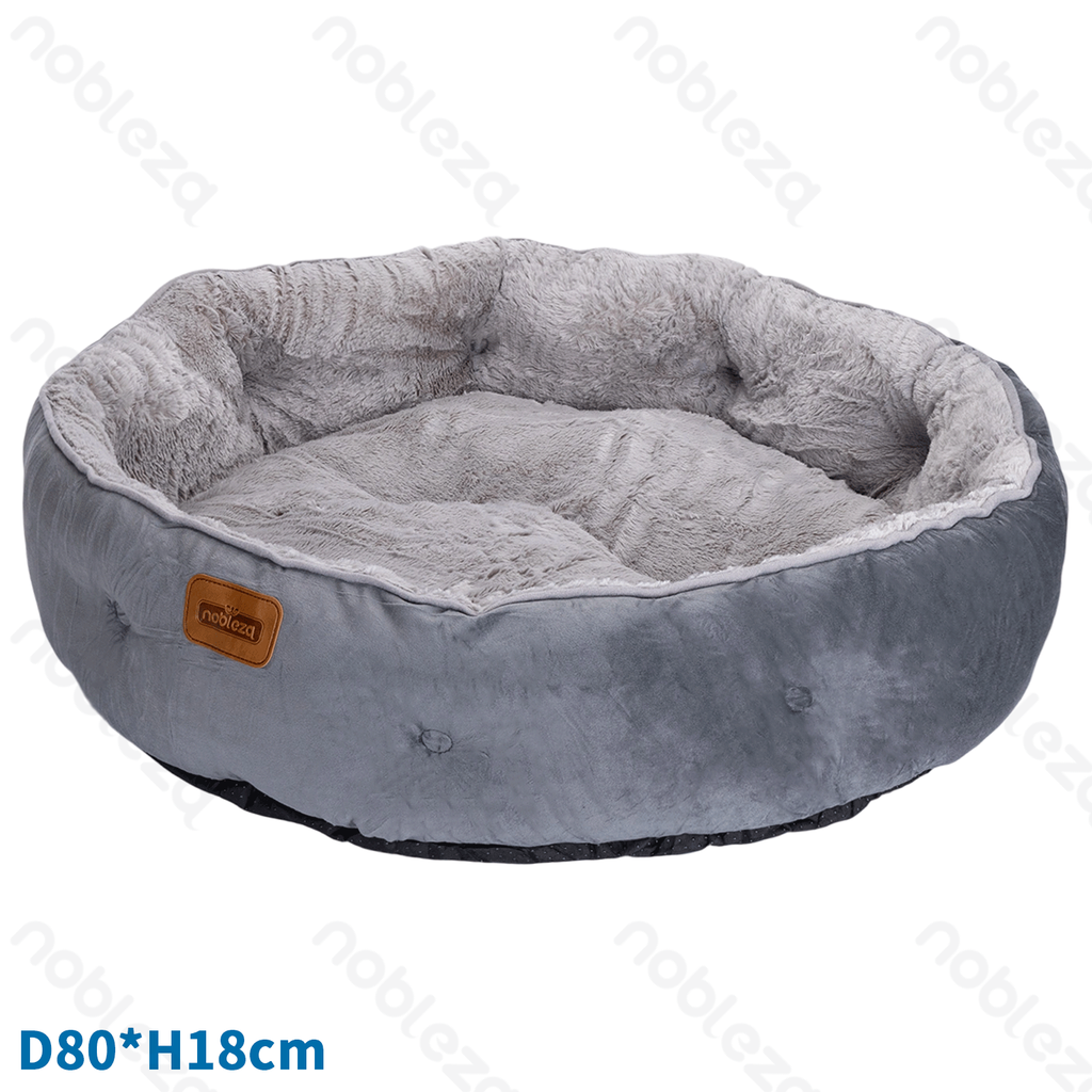 Nobleza Pet bed Single PV plush Round D80*H18cm Grey 2025 updated style