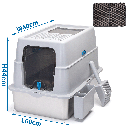 Aigostar Closed stainless steel cat litter box With cat litter mat and cat litter scoop L60*W40*H44cm Grey