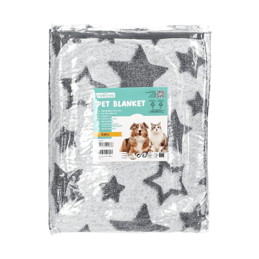 [B407032I5] Couverture pour chien en flanelle Nobleza à motif étoilé, 60 x 80 cm