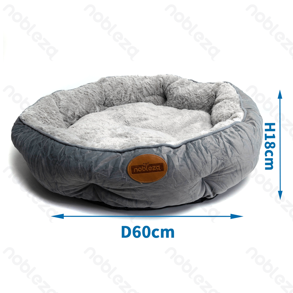 [B407032IT] Nobleza – Farbblock-PV-Samt-Rundbett für Haustiere, D60*H18 cm