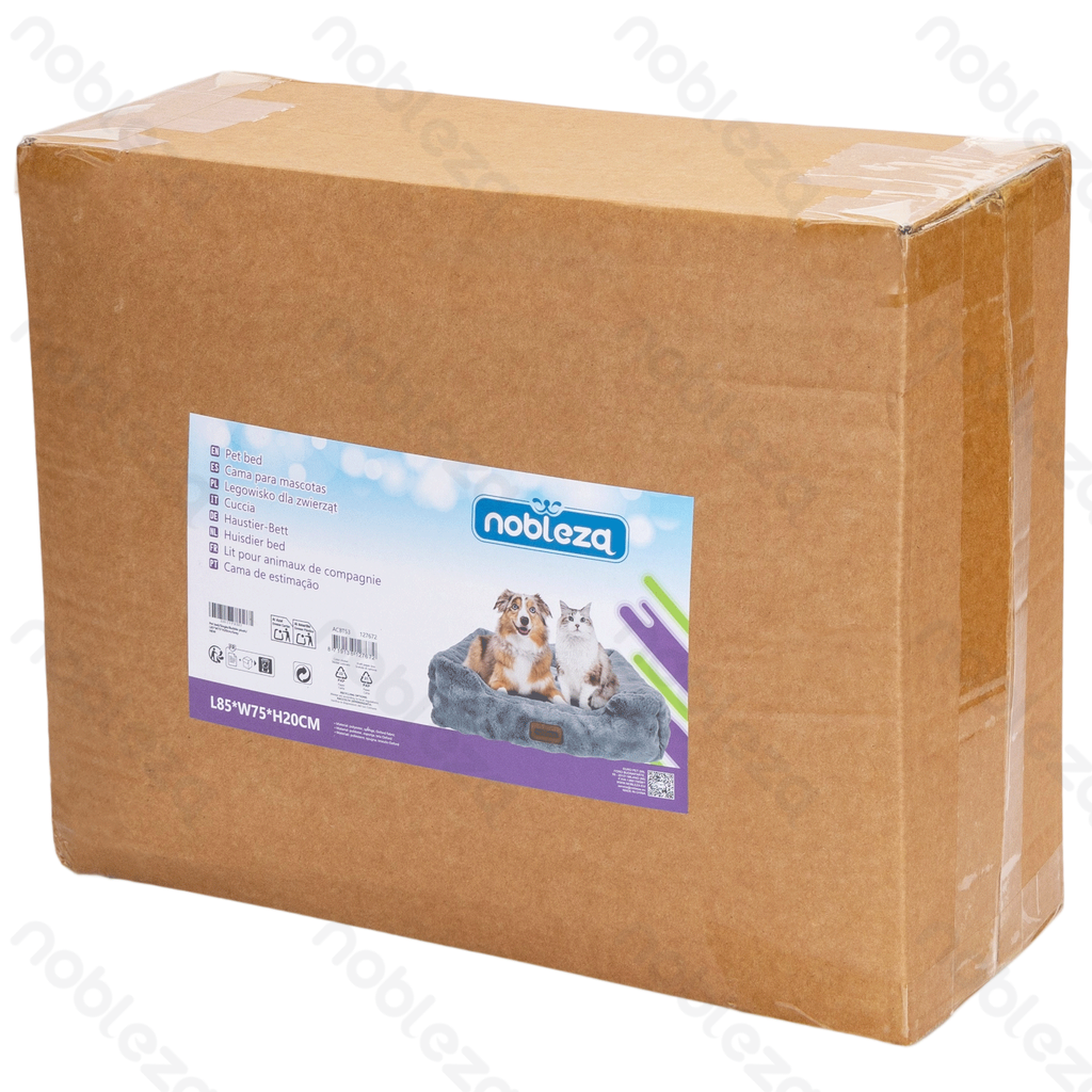 [B40703ACBT] Nobleza Pet Bed Single Bubble Plush L85 x W75 x H20 cm Grey