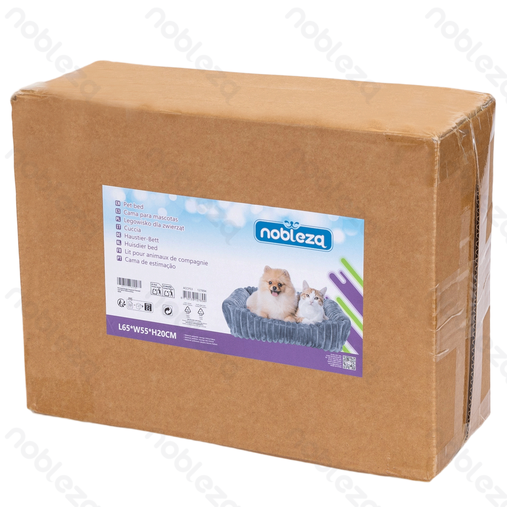 Lit pour animal Nobleza, modèle simple, en flanelle jacquard, L65 x l55 x H20 cm, gris