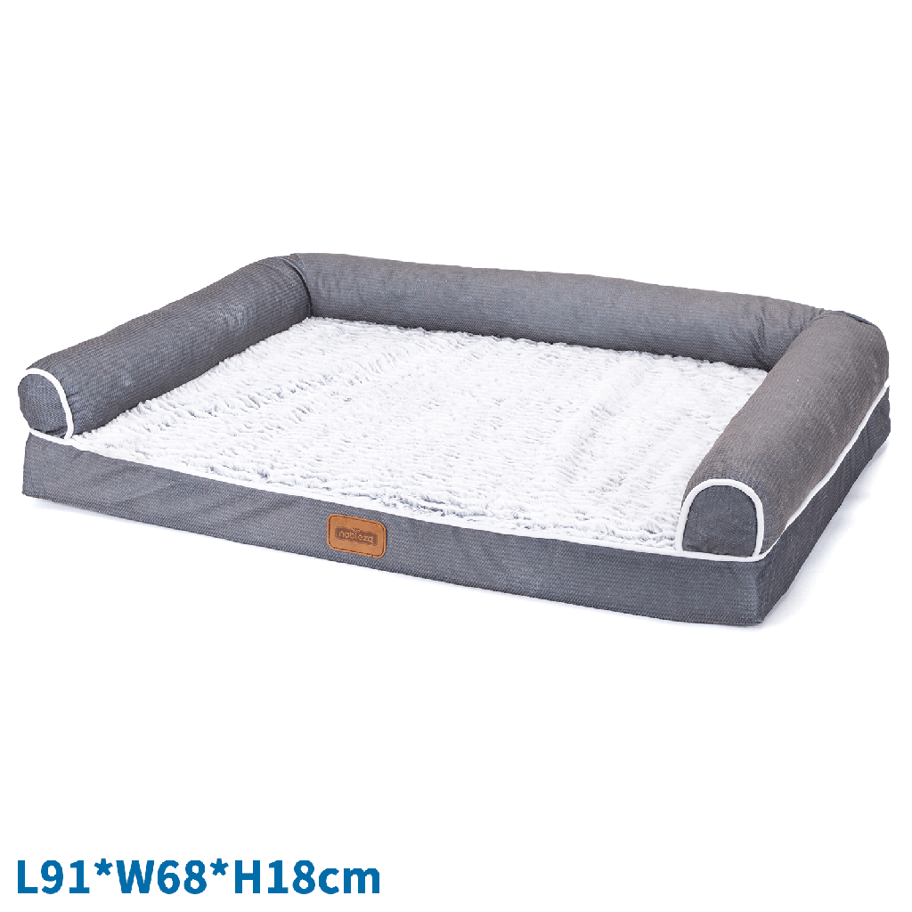 [B40703ACCT] Canapé pour animaux Nobleza PV plush&amp;Egg ; coton L91*l68*H18 cm Gris