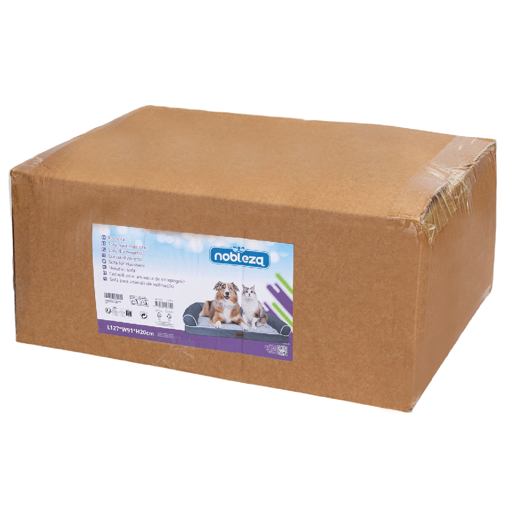 [B40703ACCV] Nobleza Pet Sofa PV Plush &amp; Egg; Cotton L127 x W91 x H20 cm Grey