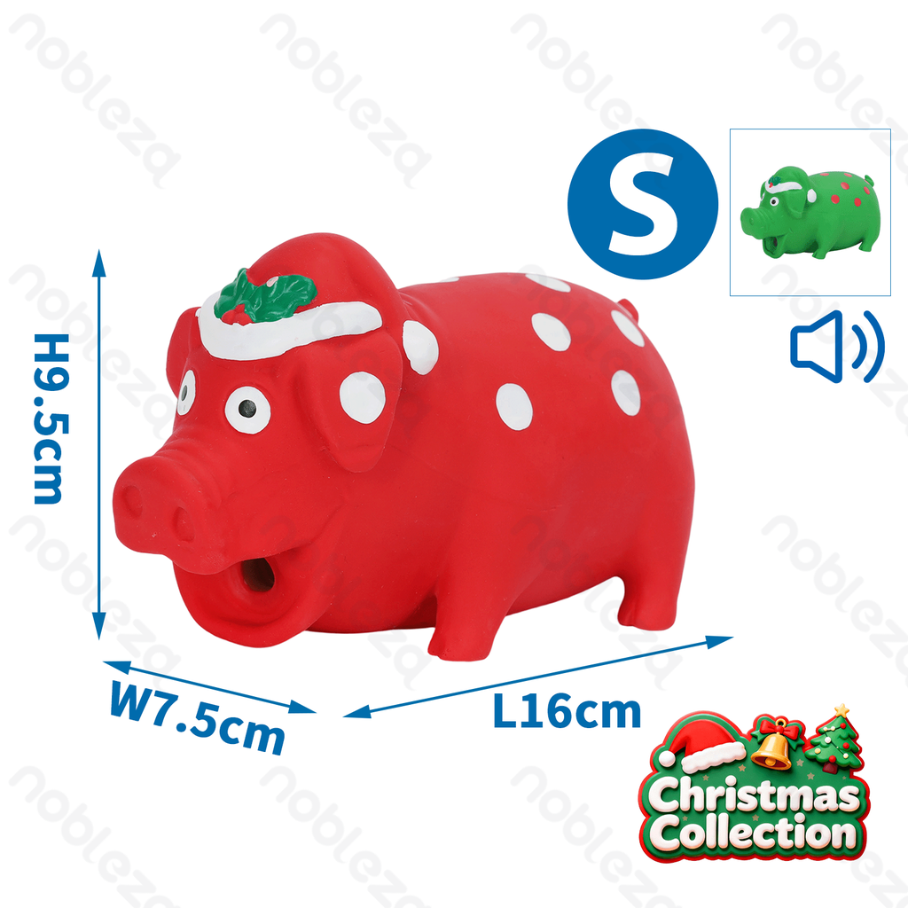Nobleza Squeaky rubber toy Pig Christmas style Small L16*W7.5*H9.5CM Green Red