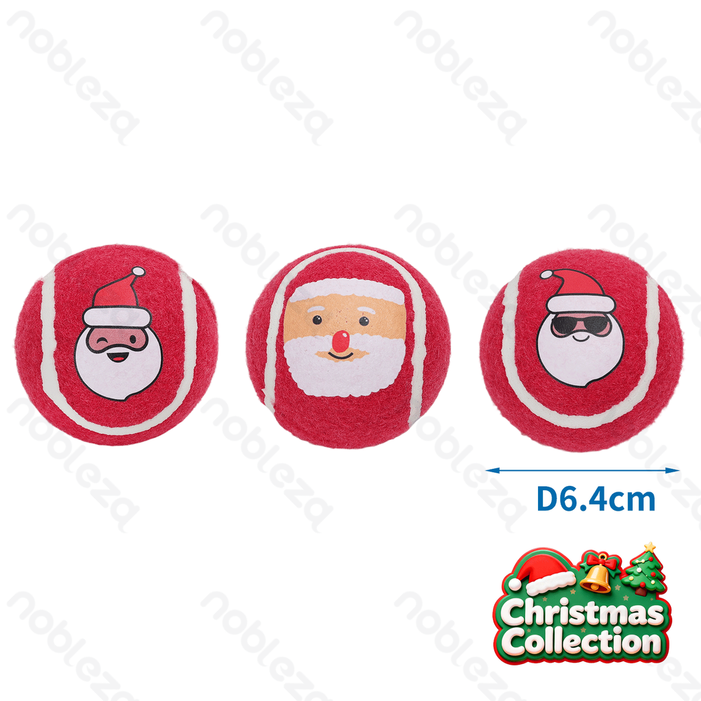 Aigostar Toy tennis ball Christmas set of 3 D6.4CM Red&White