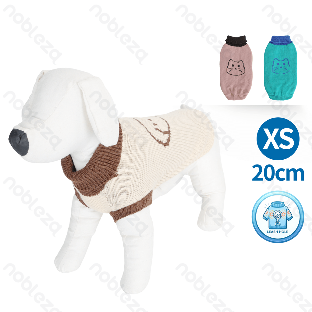 Aigostar Animal pattern high-neck sweater XS-20cm Green&Blue Pink&Brown Apricot&Brown