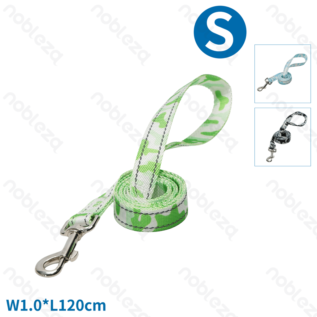 Nobleza Camouflage reflective thread leash W1.0*L120cm Blue&White Green&White Black&White