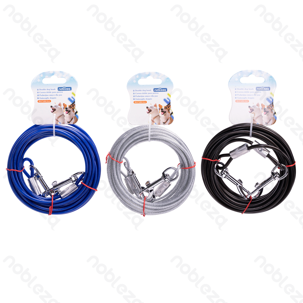 [B40709ABKL] Nobleza Tie-out cable D0.5*L604.5cm Blue Silver Black