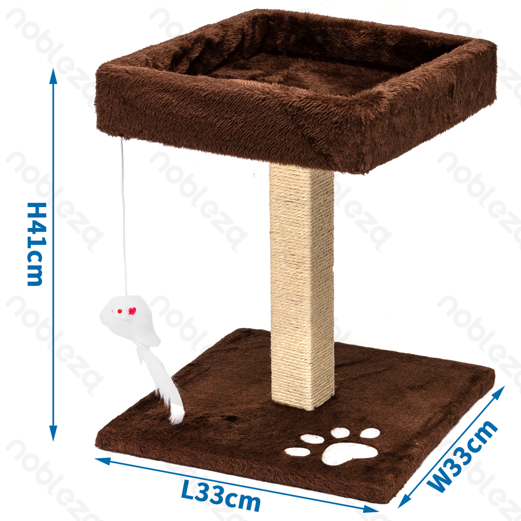 [B40303AAOZ] Nobleza Vierkante kattenboom met speelgoedmuis L33*B33*H41cm