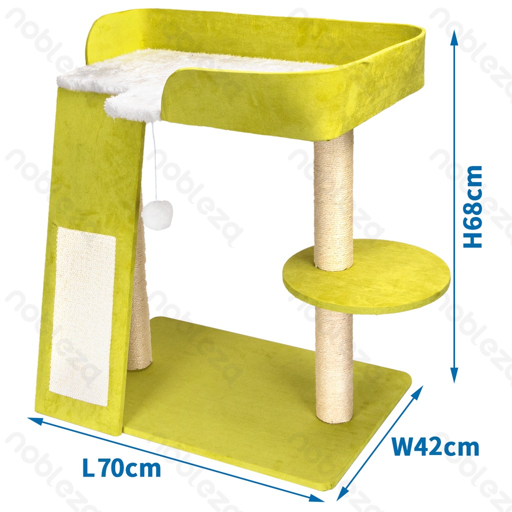 [B403033SJ] Nobleza Cat tree Three-layer suede L70*W42*H68cm Green