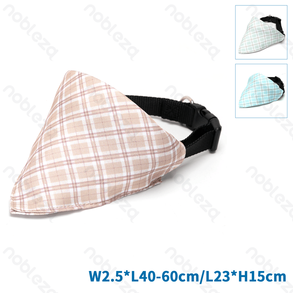[B4070141P] Nobleza Checkered Triangle Scarf for Dogs