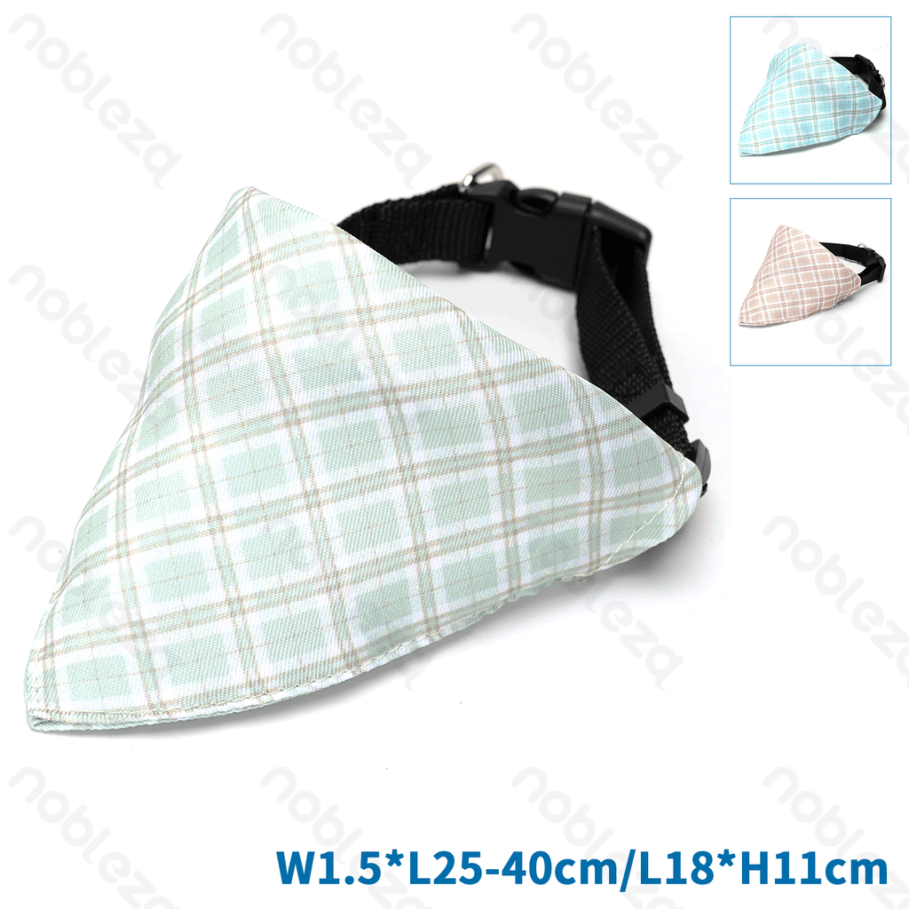 [B4070141N] Nobleza Checkered Triangle Scarf for Dogs