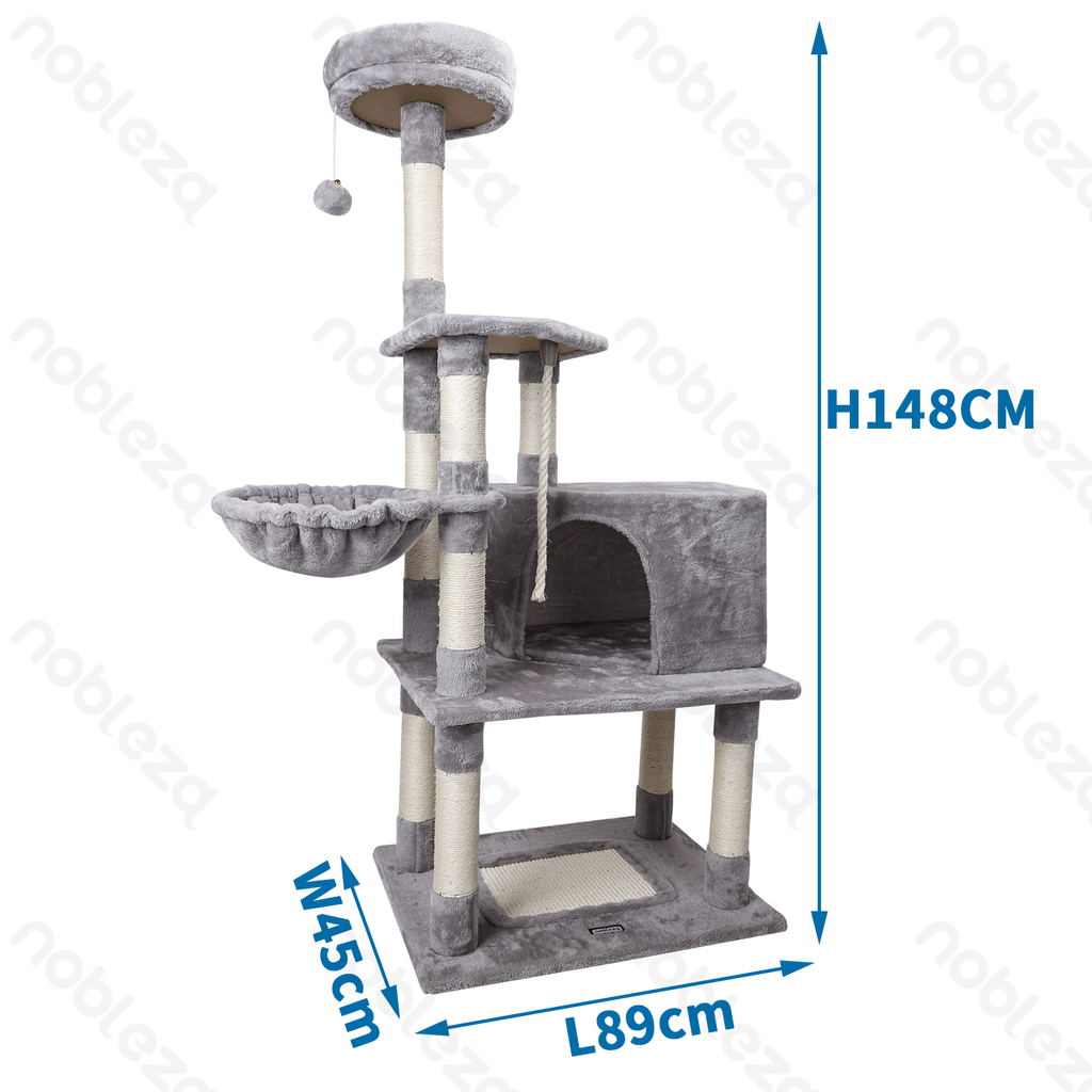 [B403033SO] Nobleza Cat Tree Multi-Function Tree Bed L89 x W45 x H148 cm Grey