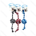 Jouets en corde Nobleza à une balle, 32 cm : bleu et blanc ; rouge et noir ; blanc et gris ; blanc et noir ;
