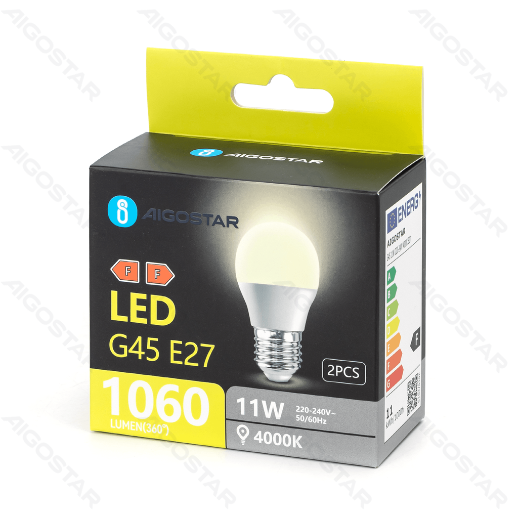 Aigostar LED lamp G45 11W 1060lm 4000K E27 2pcs