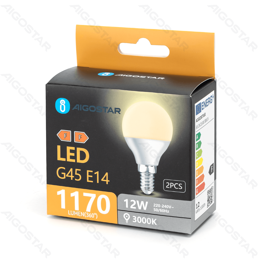 LED-Lampe G45 12 W 3000 K 1170 lm E14, 2 Stück