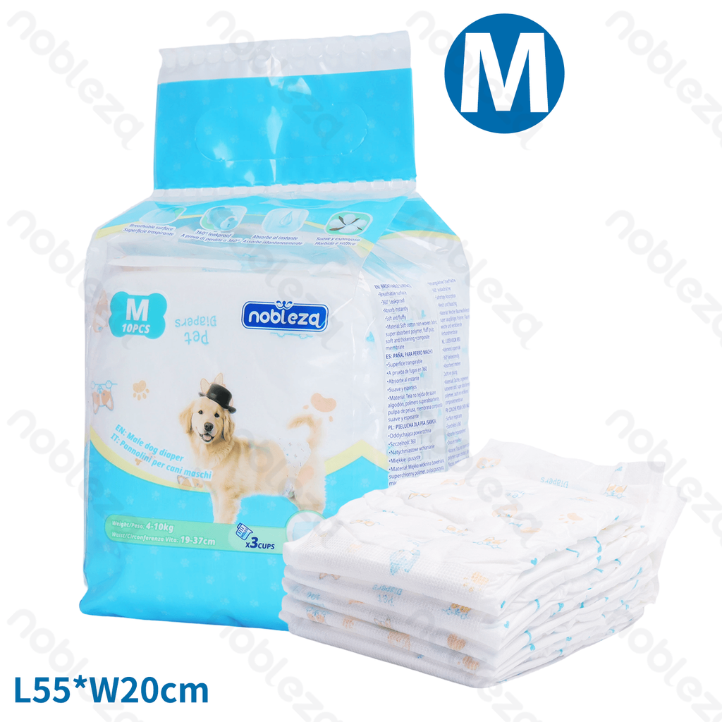 [B407041YX] Nobleza Dog Diapers for Male Dogs, M (L55 x W20 cm), 10 per bag