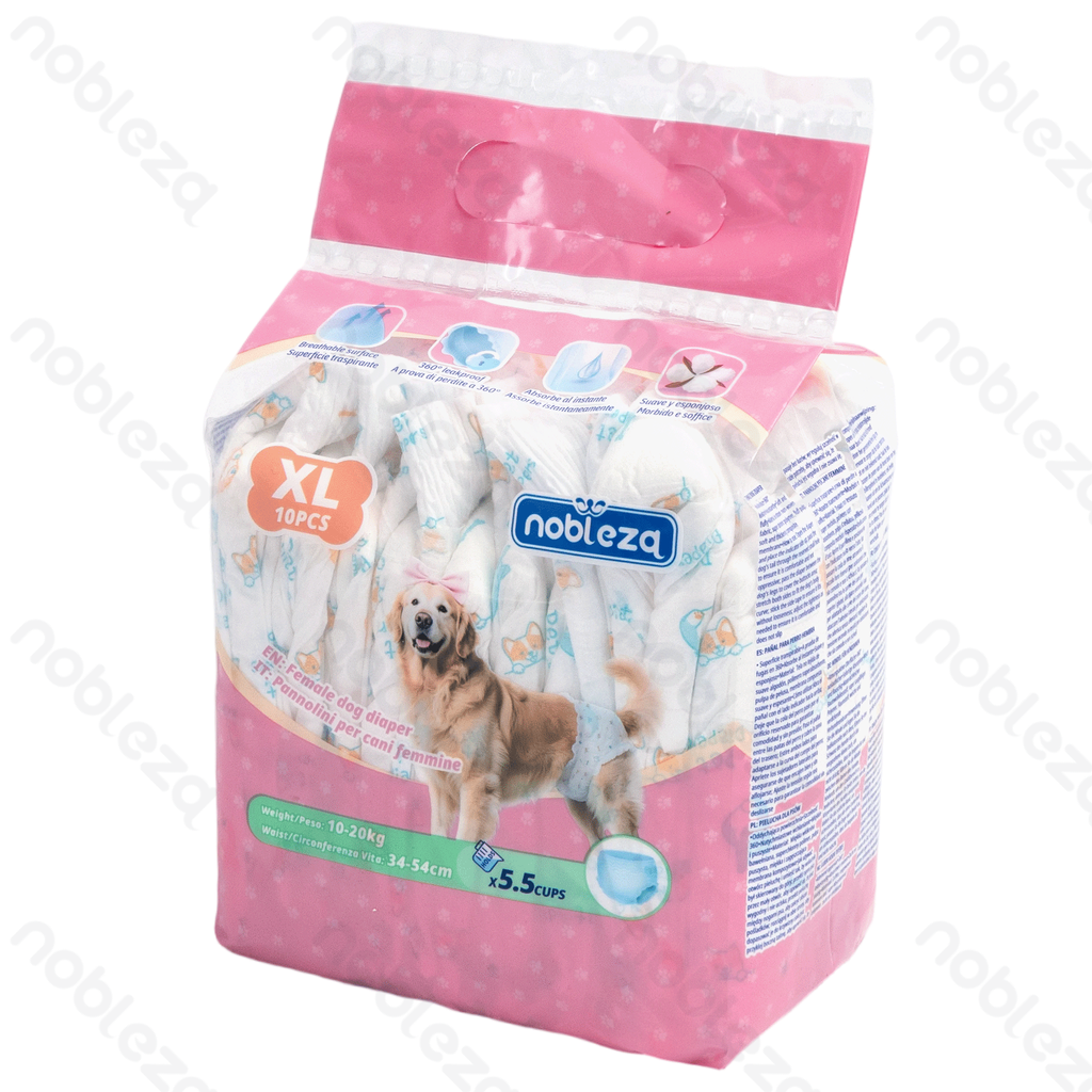 [B4070420G] Nobleza Dog Pads for Females XL L52 x W35 cm, 10 per white bag