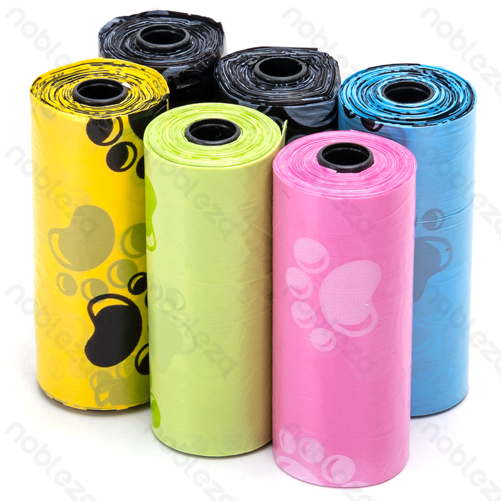 [B40703ZO1] Nobleza Waste bags Printed patterns W23*L32cm 0.8 mil Black&Blue&Pink&Green&Yellow 6pcs