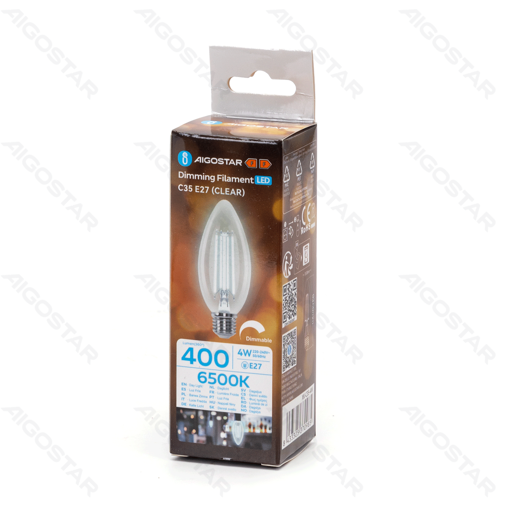 Aigostar Dimbare LED-gloeidraad C35 E27 4W 6500K
