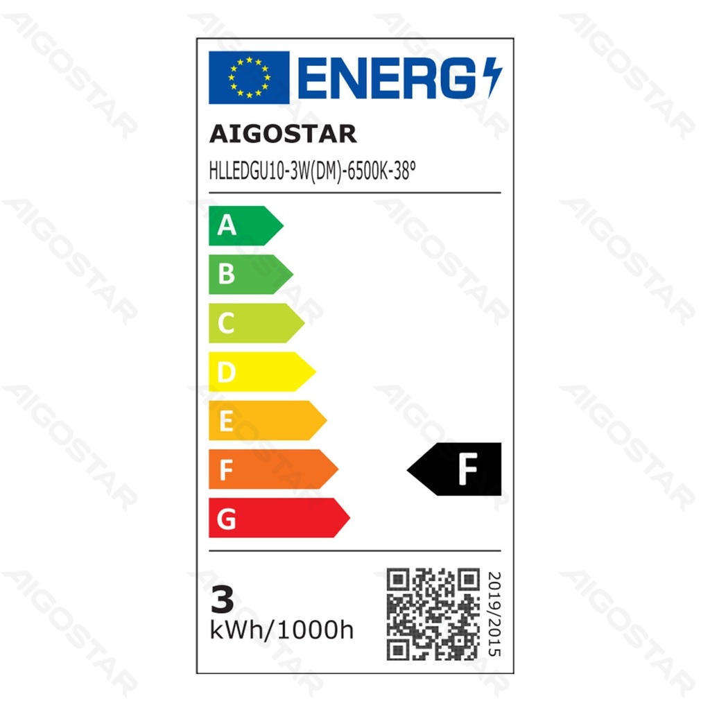 Aigostar LED GU10 3W 6500K dimbare lamp met glazen lampenkap
