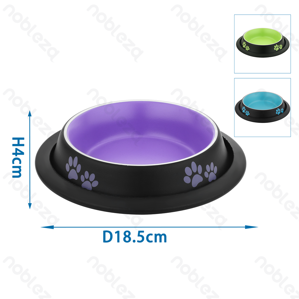 [B40703QI0] Aigostar Anti-slip huisdierenkom met pootjespatroon bijpassende kleuren (set van 3)